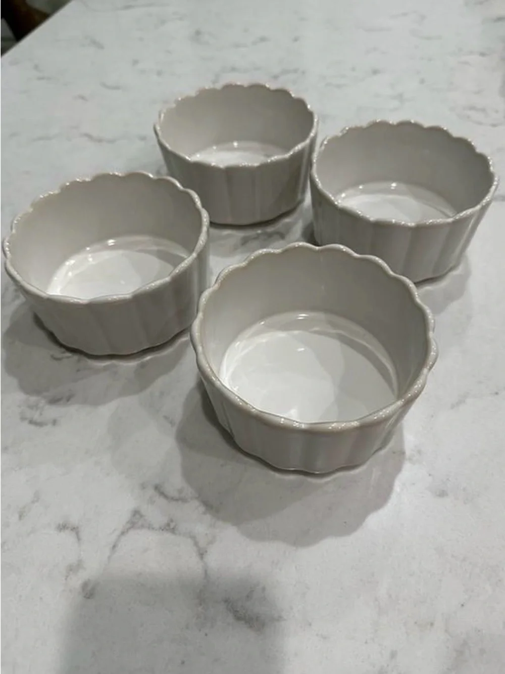 The Pioneer Woman Colette  White Scalloped Ceramic Ramekins - Set of 4